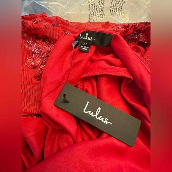 NWT Lulu’s Valhalla red sequin lace up maxi elegant formal dress Sz XL - Picture 8 of 12